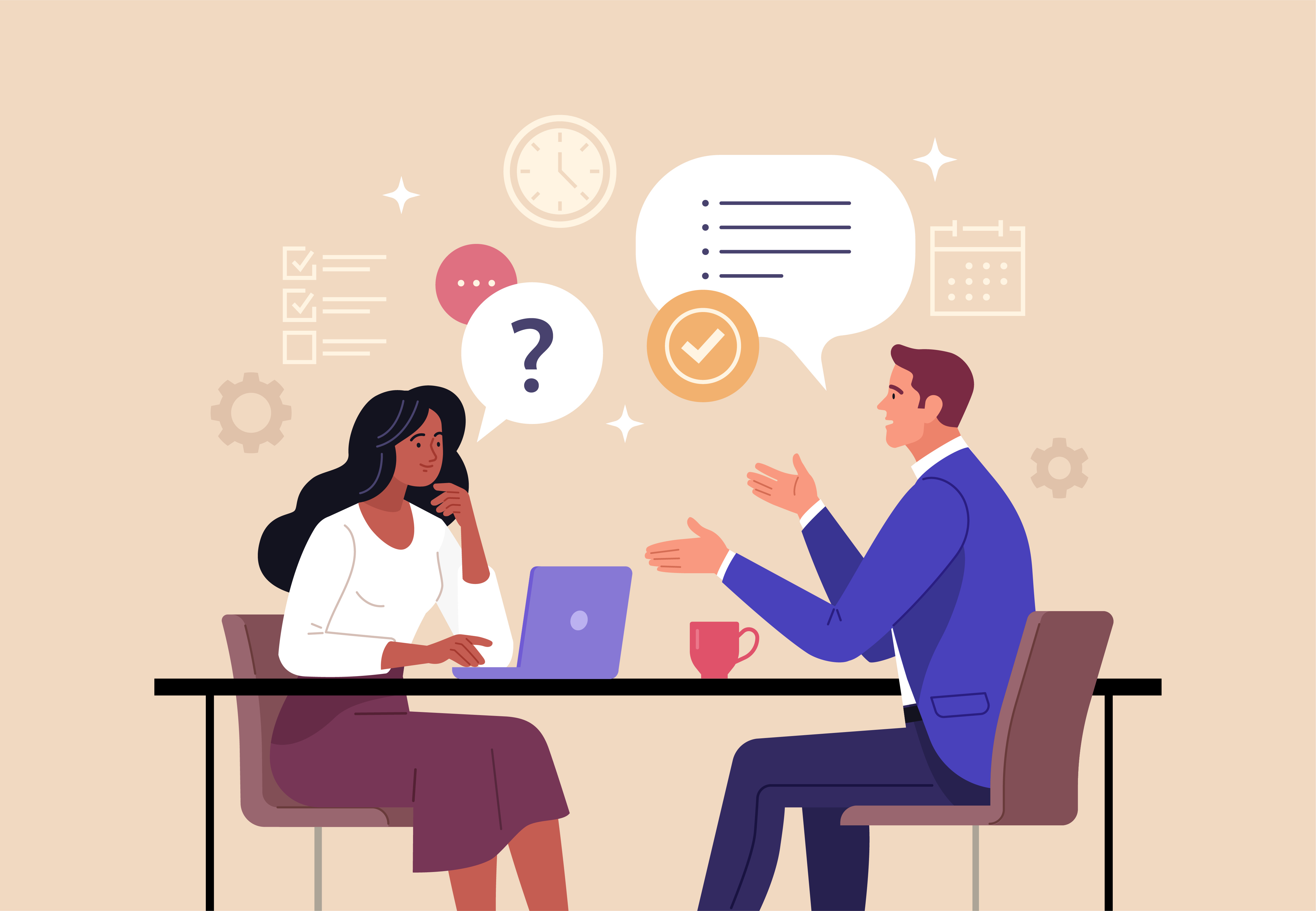 Two people having a discussion