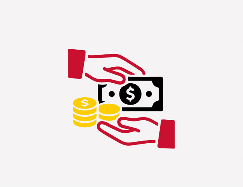 payroll icon two hands exchanging money