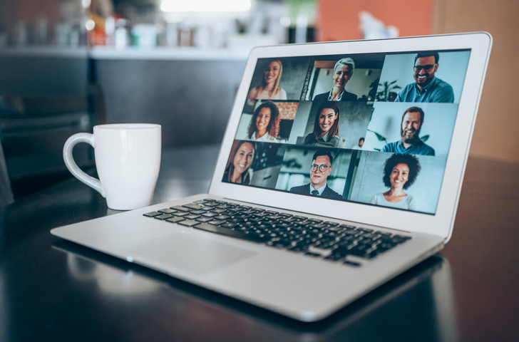 Laptop with virtual meeting