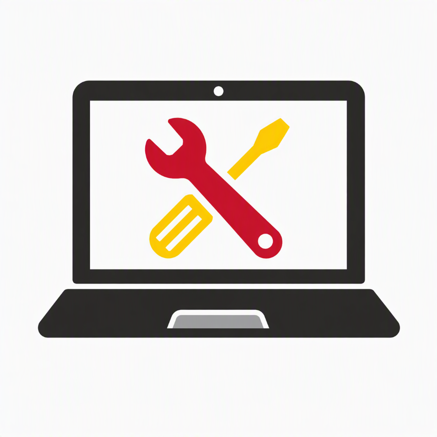laptop with tools on screen