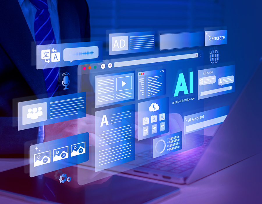 An AI assistant offers functions like a chatbot, generate images, writer bot, etc
