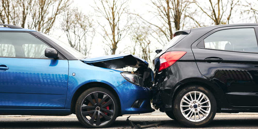 A car rear ended a second car