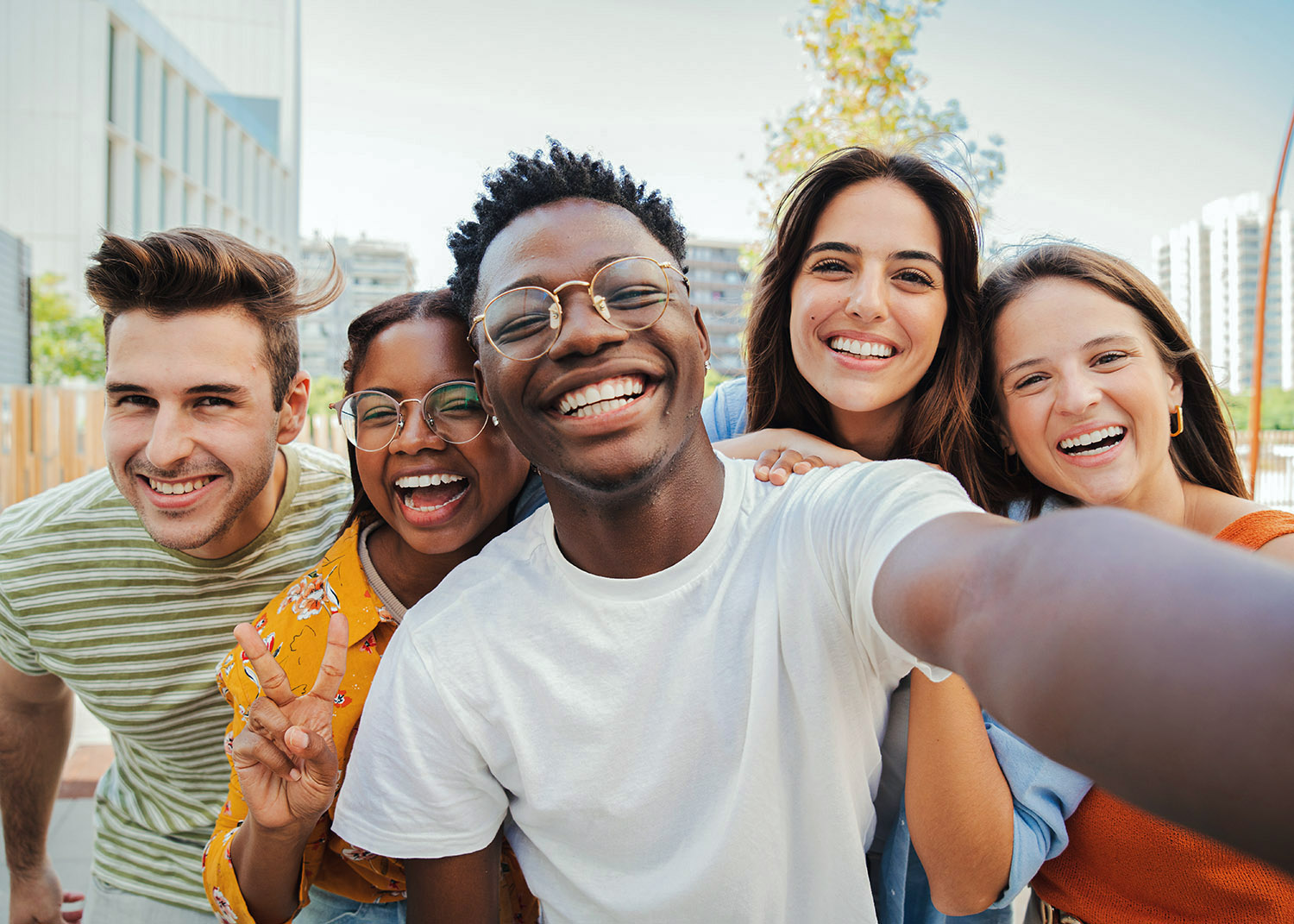 groups of diverse young people
