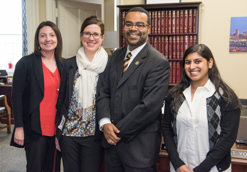 From left, Heather Congdon, Elizabeth Beeson, Del. Charles E. Sydnor III, and Deepanjali Jain.