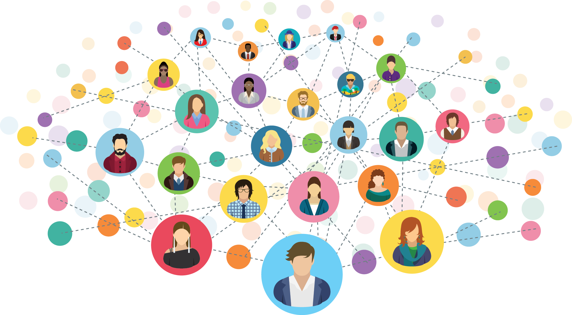 Cartoon people in circles