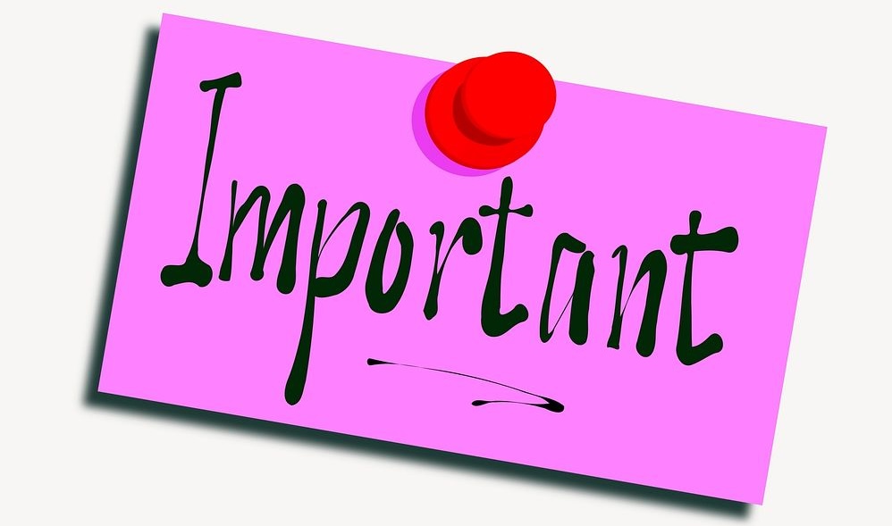 sticker that says "Important".  CC0 1.0 Universal license